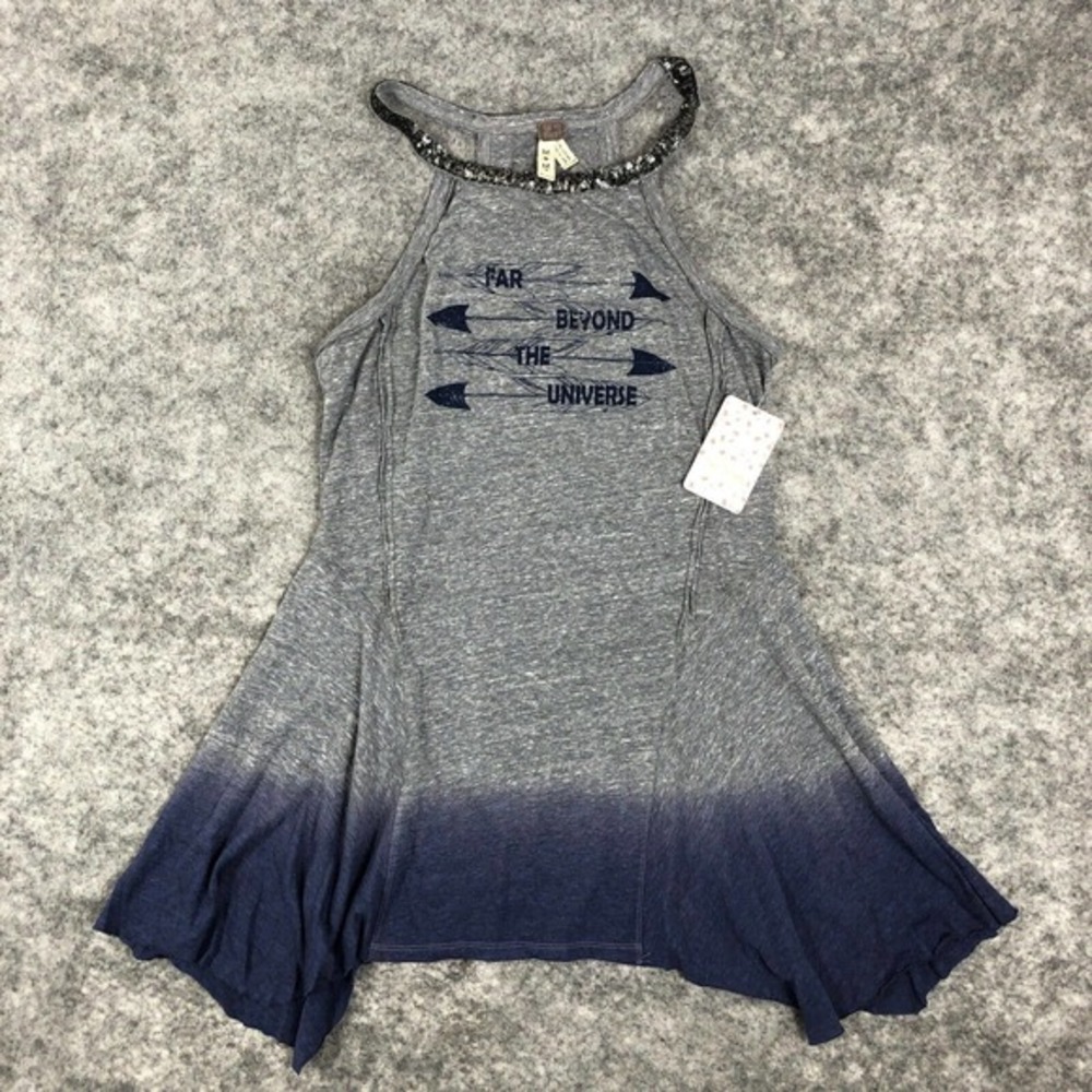 NWT Free People Universe Crystal Arrow Tank Top Womens Medium Heather Gray Ombre - Picture 15 of 16
